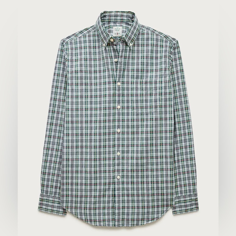 J. Crew Tailored Cut Blue and White Plaid Button-Down Shirt
